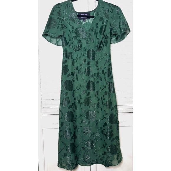 Anna Sui x Modcloth Womens Fairycore‎ Floral Green Sheer Size 2 Mesh Midi Dress - Picture 1 of 13